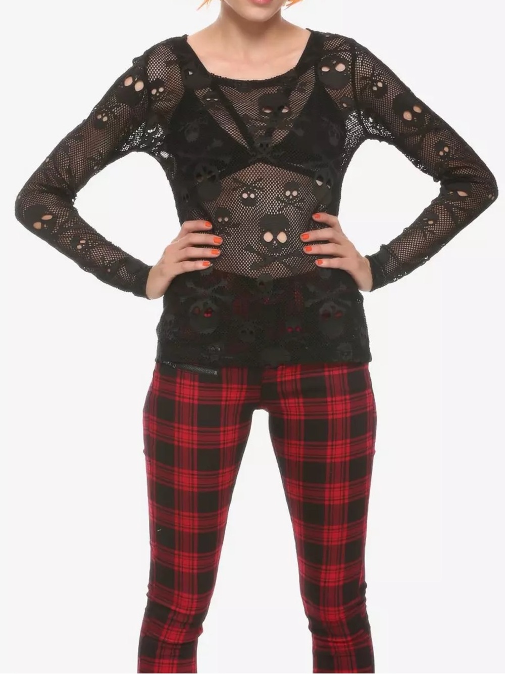 Royal Bones By Tripp Skull Mesh Top Size Large Grunge Goth